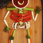 Veggie Skeleton with Roasted Red-Pepper Dip